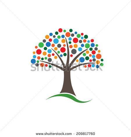 Multi Colored Circular Logo - Multicolored circles tree image. Concept of Happiness and prosperous ...