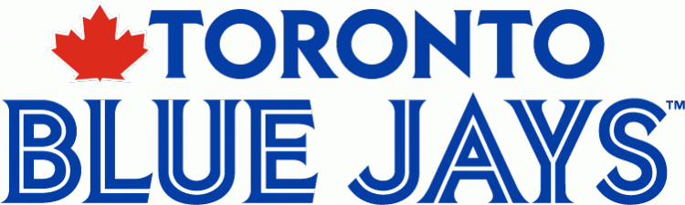 Blue and Red Word Logo - Toronto Blue Jays Wordmark Logo (2012) Blue Jays in split