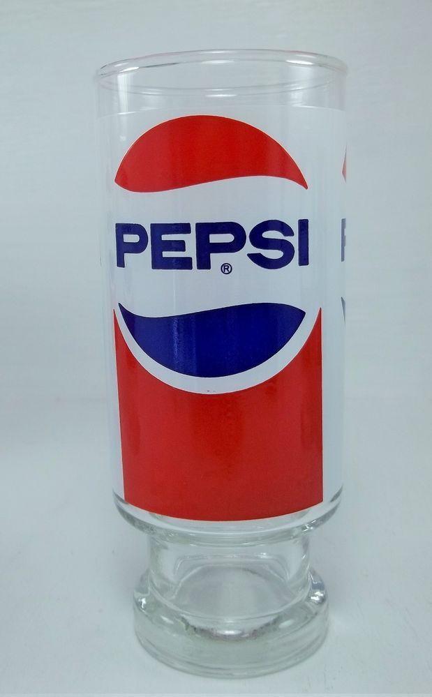 Vintage Pepsi Glass Logo - 18.30.14} Vintage Pepsi Cola 3 logo 12 fluid ounce pedestal glass