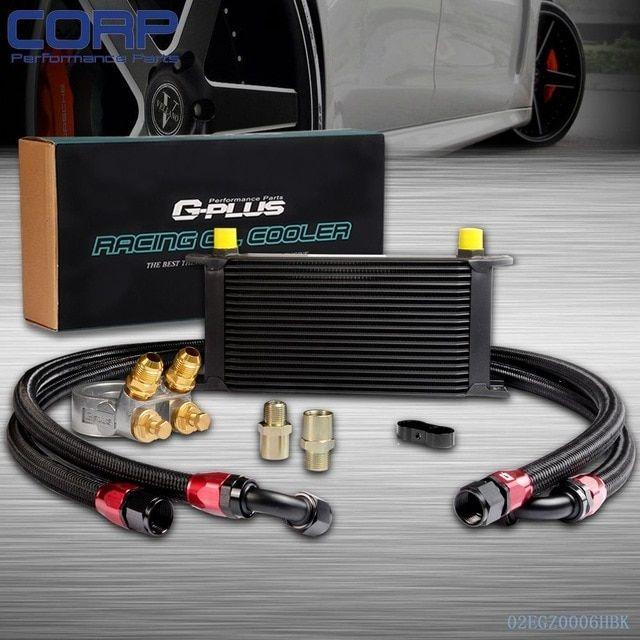 G-Plus Proformance Logo - GPLUS 19 ROW Thermostat Adaptor Engine Racing Oil Cooler Kit For CAR