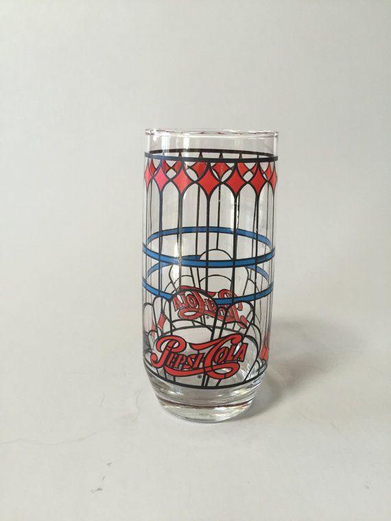 Vintage Pepsi Glass Logo - PEPSI COLA GLASS, Vintage barware, vintage Pepsi glass, retro ...