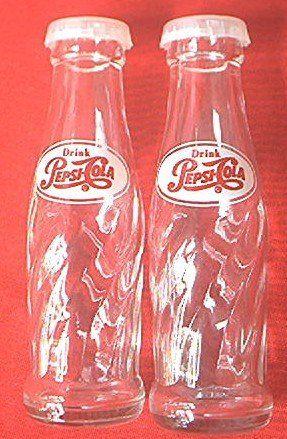 Vintage Pepsi Glass Logo - VINTAGE PEPSI COLA BOTTLE ADVERTISING SALT AND PEPPER SHAKER SET ...