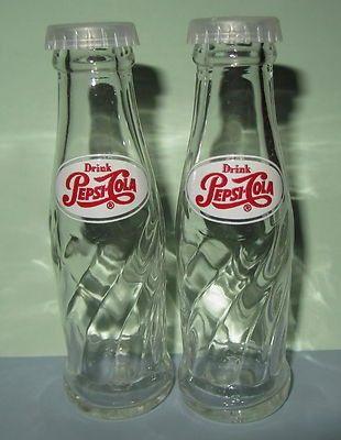 Vintage Pepsi Glass Logo - Set of Vintage Pepsi Cola Glass Salt & Pepper Shakers, 1950's Logo