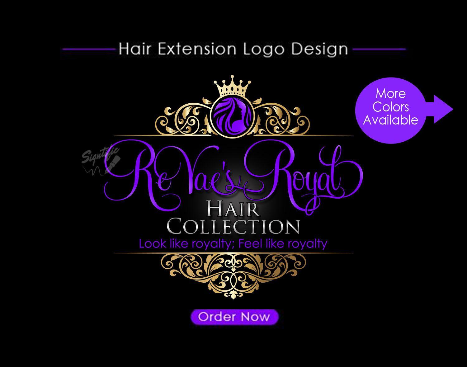 Purple and Gold Crown Logo - Hair Extensions Logo, Hair Logo Design, Salon Logo, Hair Collection