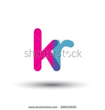 Pink Transparent Logo - initial logo KR lowercase letter, blue and pink overlap transparent