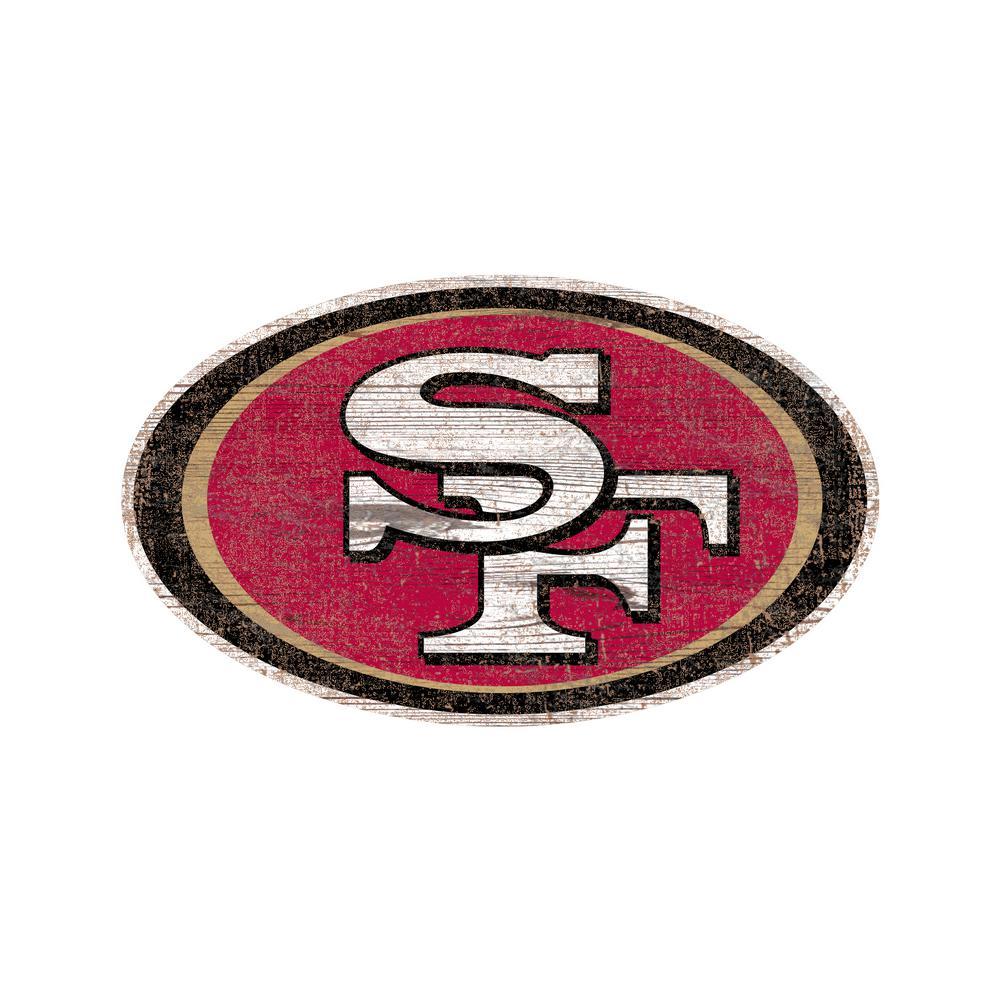 Niners Logo - NFL Indoor San Francisco 49ers Distressed Logo Cutout Wood Sign