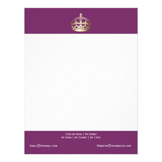 Purple and Gold Crown Logo - Gold Crown On Purple Background Letterhead | Zazzle.com