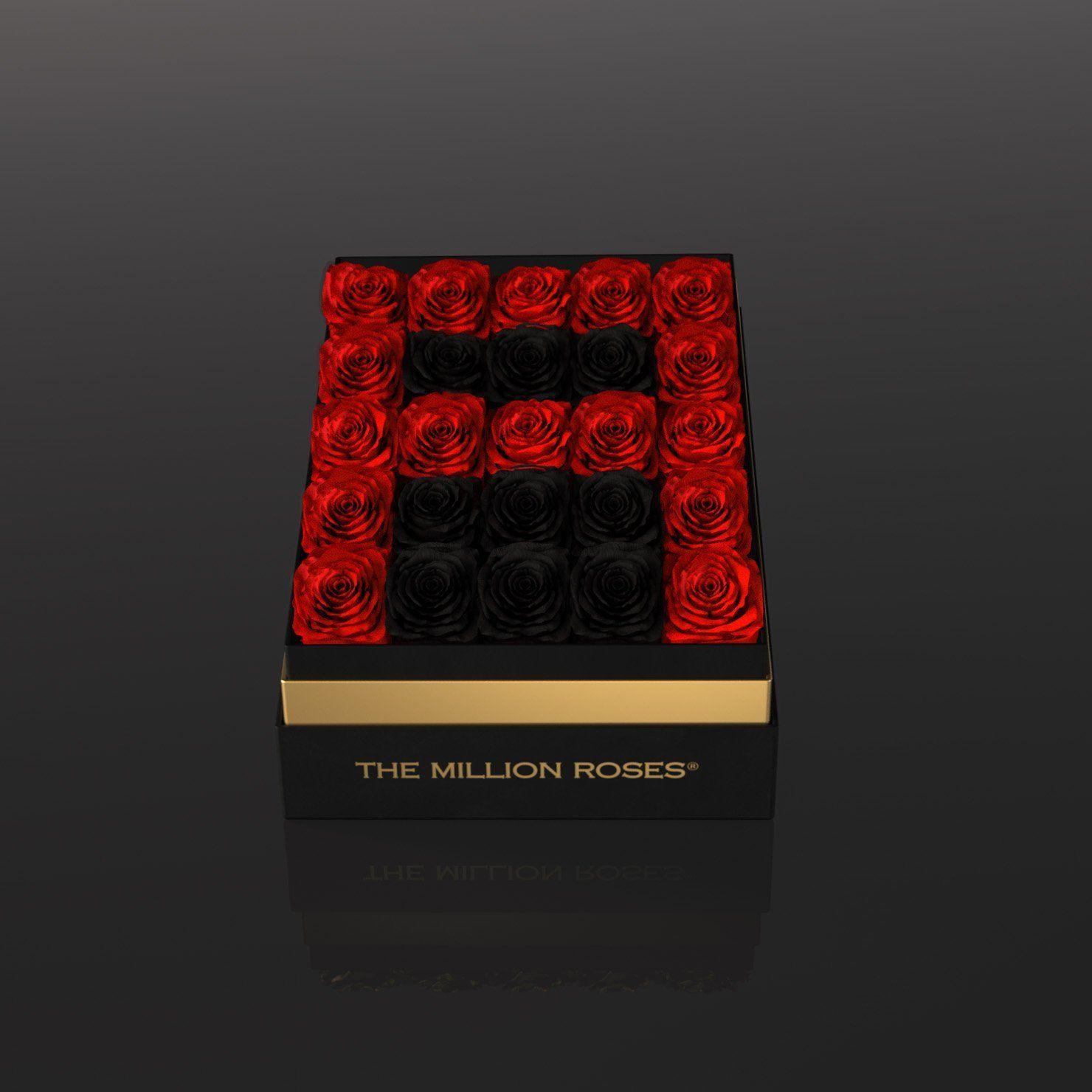 Square Black with Red Rectangle Logo - one in a million™ - the square - black box / red roses
