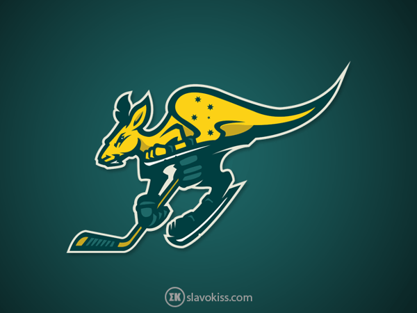 Kangaroo Sports Logo - Kangaroo Hockey Logo Kiss. Hockey + Design