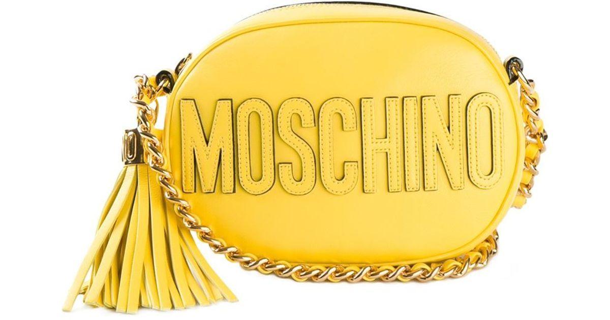 Yellow Oval Logo - Moschino Oval Logo Crossbody Bag in Yellow