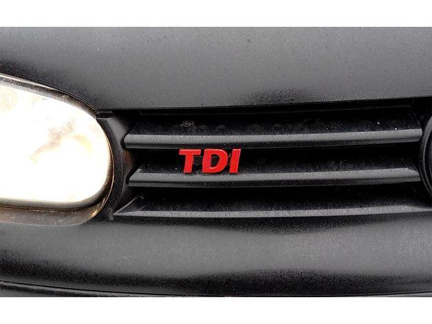 VW TDI Logo - VW Golf IV TDI front grill badge logo by Tomczi1811 - Thingiverse
