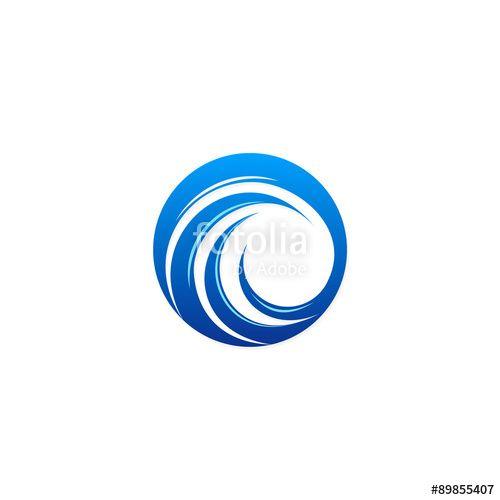 Ocean Wave Logo - ocean wave swirl curl blue vector logo