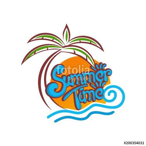 Ocean Wave Logo - Summer Background, Palm Tree With ocean wave logo template vector ...