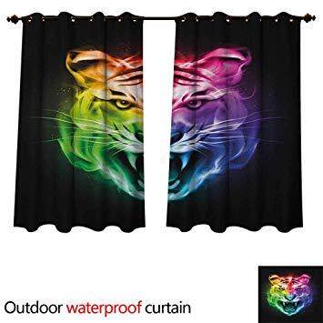 Fire Rainbow Colored Logo - Amazon.com : Tiger Outdoor Balcony Privacy Curtain Multicolored