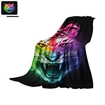 Fire Rainbow Colored Logo - Tiger Warm Microfiber All Season Blanket Multicolored