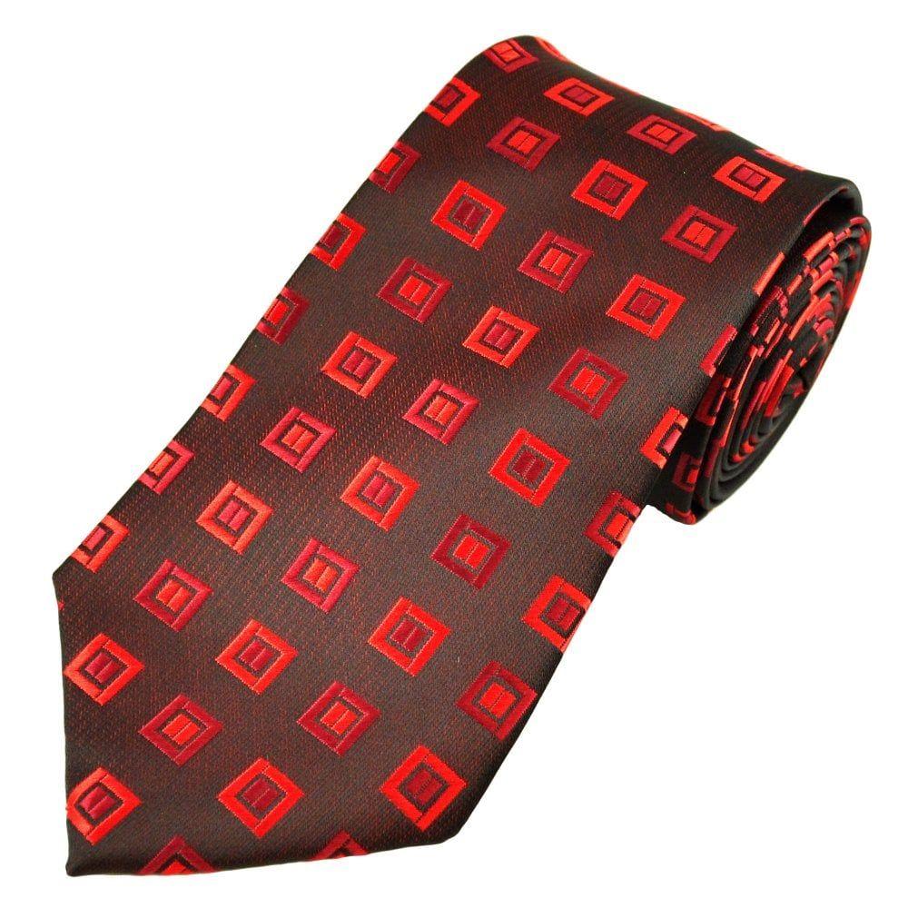 Square Black with Red Rectangle Logo - Two Tone Black & Red Square Pattern Men's Extra Long Tie from Ties ...