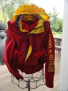 Yellow and Blue L Logo - TOMMY HILFIGER Red Yellow Blue HIdden Hood Jacket Logo Size L NWOT