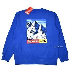 Yellow and Blue L Logo - NWT Supreme x The North Face Men's Blue Box Logo Mountain Sweatshirt ...