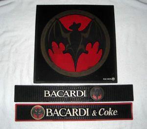 Bacardi Rum Logo - 3 BACARDI Rum Logo Rubber Bar Spill Mats Lot (3) Bat Coke | eBay