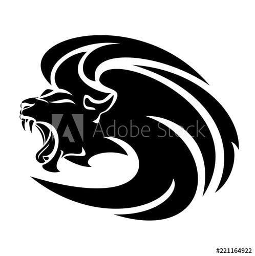 Roaring Lion Head Logo - roaring lion head vector design and white furious animal