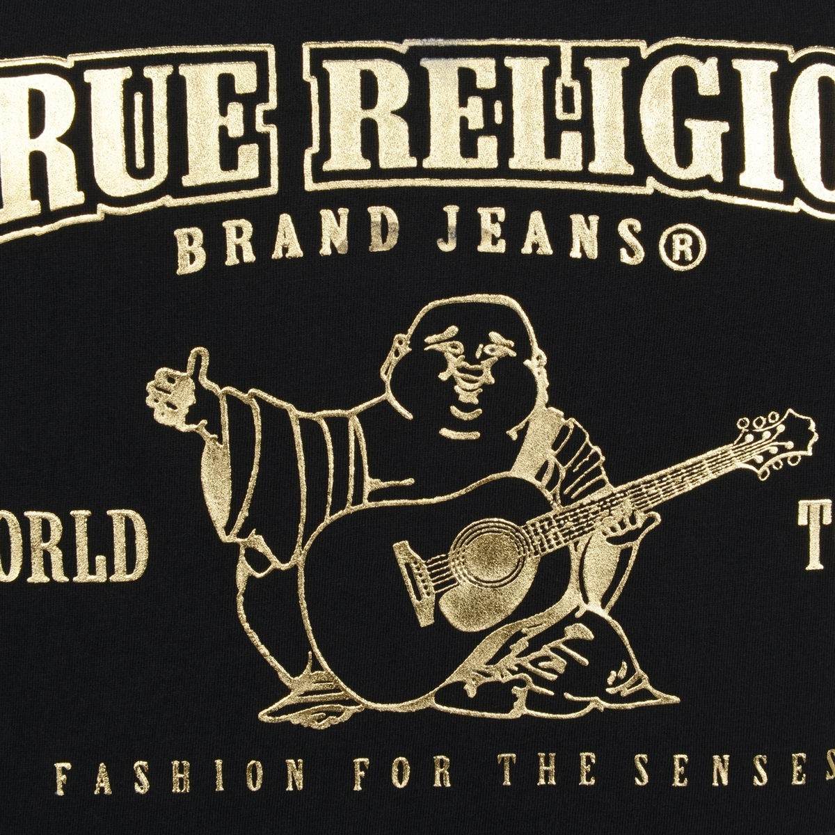 True Religion Buddha Logo - True Religion Boys Black & Gold Buddha Logo Print Top