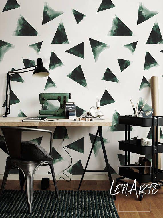 Dark Green Triangle Logo - Dark Green Triangles - Geometric Wallpaper - Wall decal ...