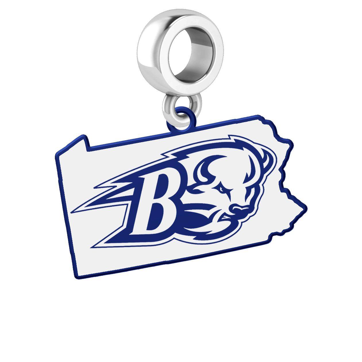 Bucknell Bison Logo - Bucknell Bison Dangle Charm With the State Cutout and School Logo
