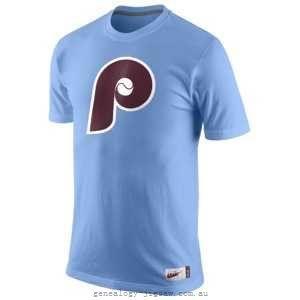 Philadelphia Phillies Old Logo - T Shirt School Nike Light Blue Mlb Cooperstown Old Logo Baseball