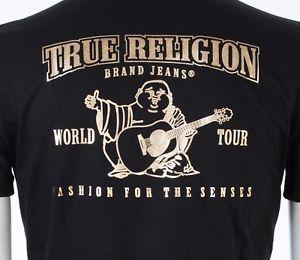 True Religion Buddha Logo - TRUE RELIGION Mens T-Shirt BUDDHA Black with Gold Foil $79 Jeans NWT ...
