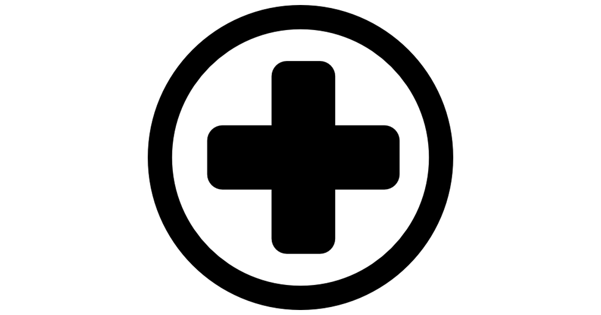 Black and White Medical Cross Logo - Hospital medical signal of a cross in a circle - Free medical icons