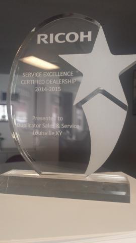 Ricoh Service Excellence Logo - Duplicator Receives Service Excellence Award