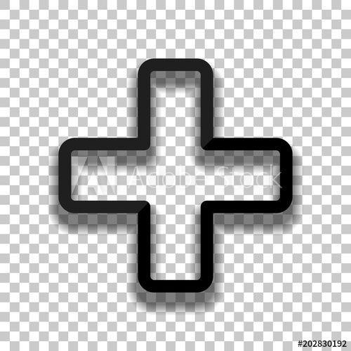 Black and White Medical Cross Logo - Medical cross icon. Black glass icon with soft shadow on transparent