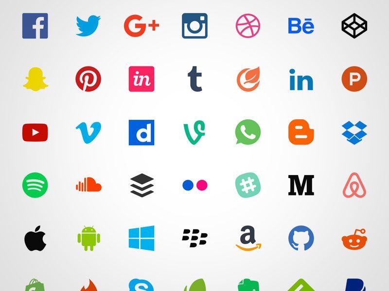 Popular App Logo - 50 Free Flat Social Icons Sketch freebie - Download free resource ...