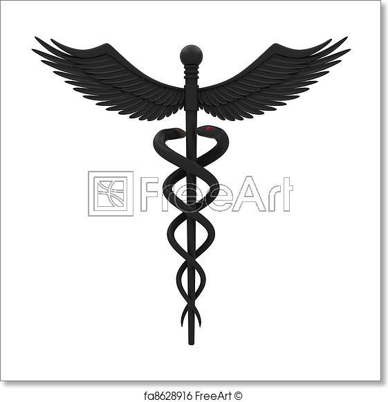Black and White Medical Cross Logo - Free art print of Medical caduceus symbol. Medical caduceus symbol