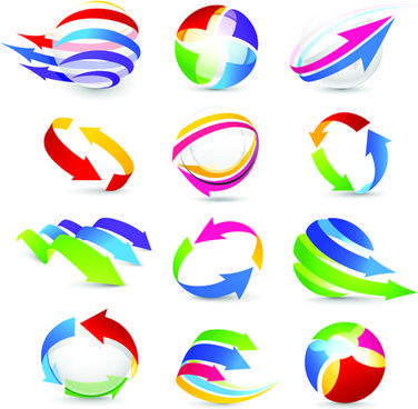 Colorful Arrow Logo - Colorful abstract arrow logo element set free vector download