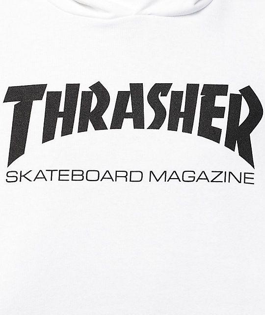 Black and White Thrasher Logo - Thrasher Skate Mag White Pullover Hoodie
