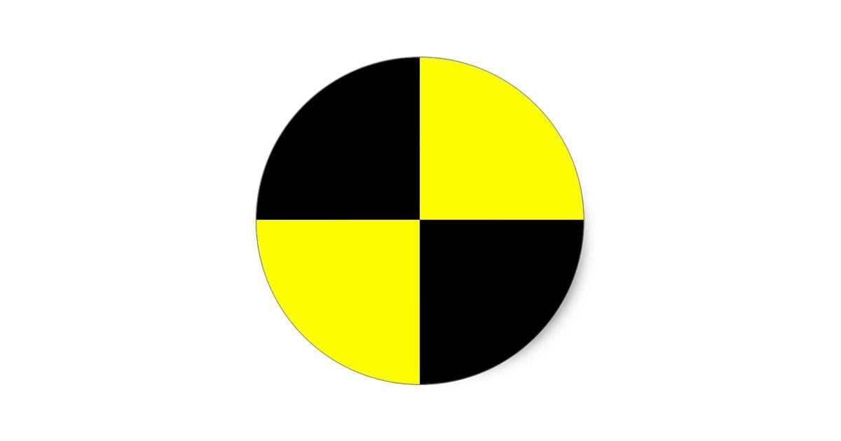 Black and Yellow Circle Logo - Crash test dummy stickers | black and yellow | Zazzle.com