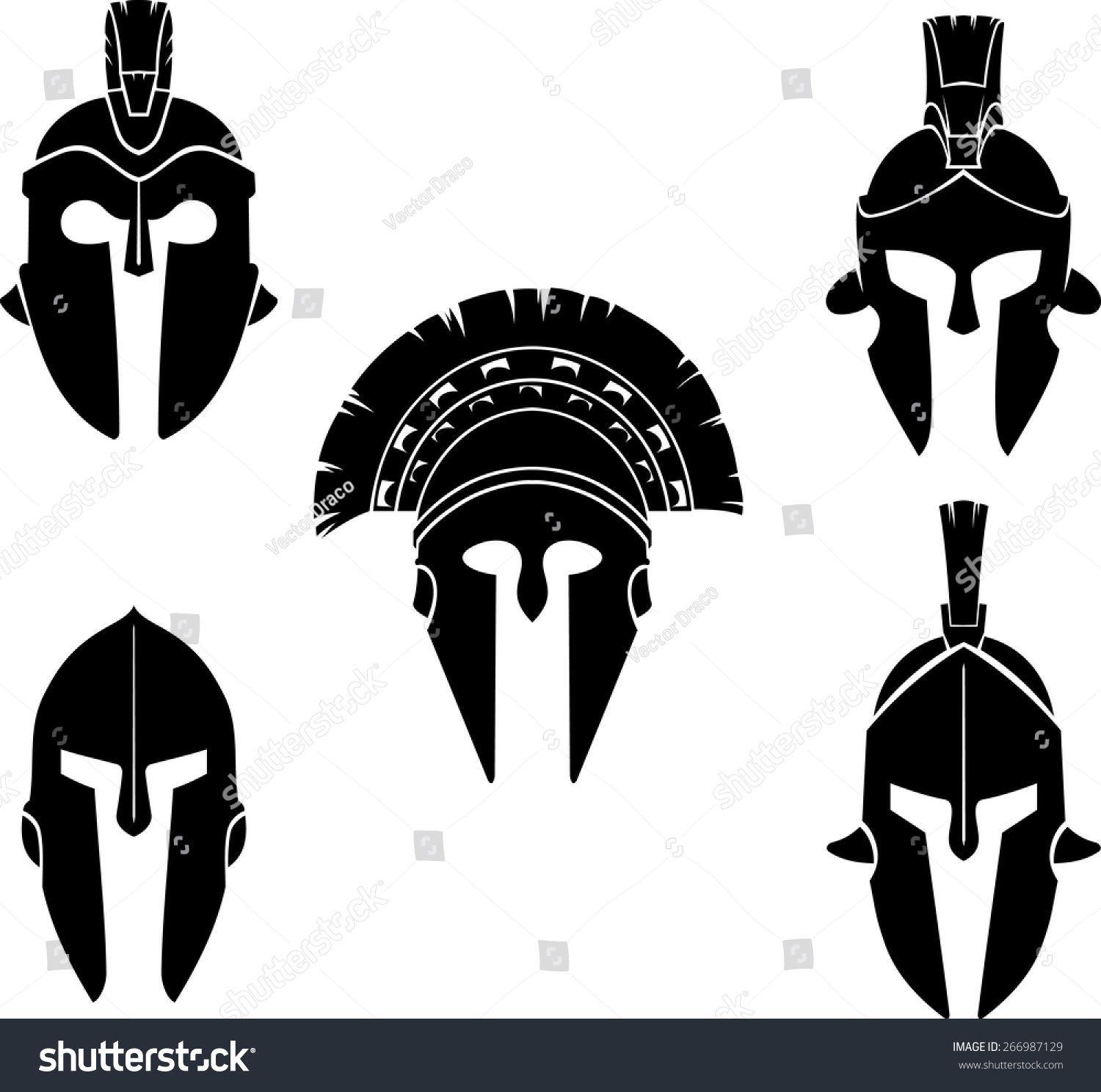 Spartan Warrior Helmet Logo - Spartan Helmet Silhouette Set. Tattoos. Spartan helmet