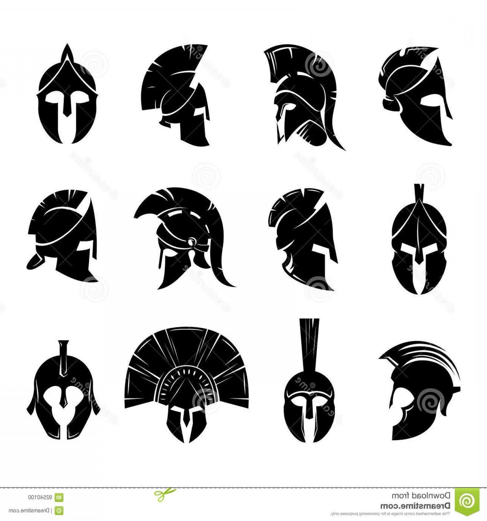 Spartan Warrior Helmet Logo - Stock Illustration Spartan Helmet Vector Set Silhouettes Isolated