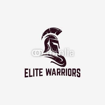 Spartan Warrior Helmet Logo - Classic Sparta warrior helmet logo with grunge effect. Buy Photo