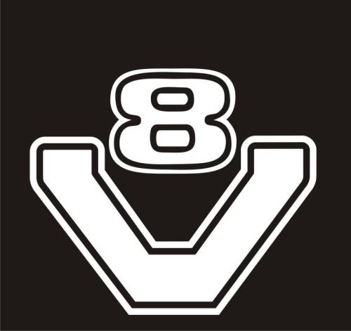 V8 Logo - Sticker V8 logo 15 cm white for your car and truck Delrue