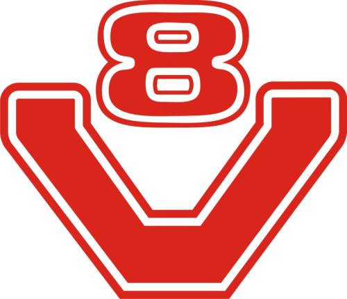 V8 Logo - Sticker V8 logo 15 cm red - All for your car and truck Delrue