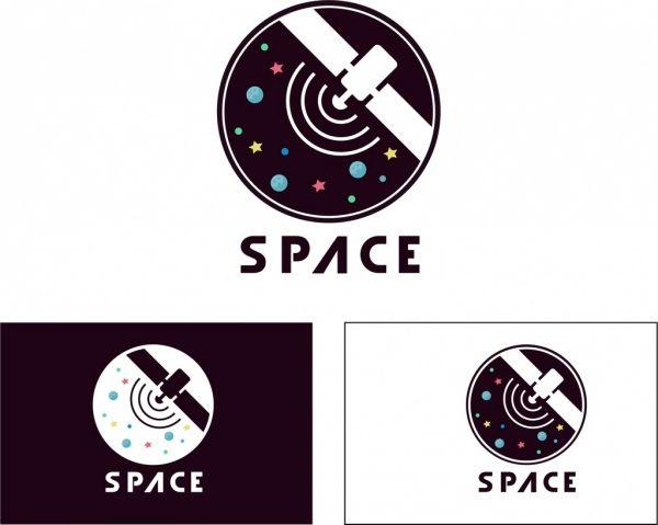 Space Logo - Space logo sets satellite stars icons isolation Free vector in Adobe ...