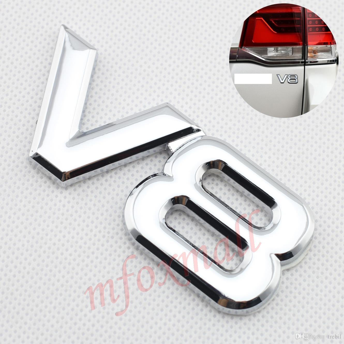 V8 Logo - Universal Parts 3D Chrome Metal V8 Logo Emblem Badge Trim Auto