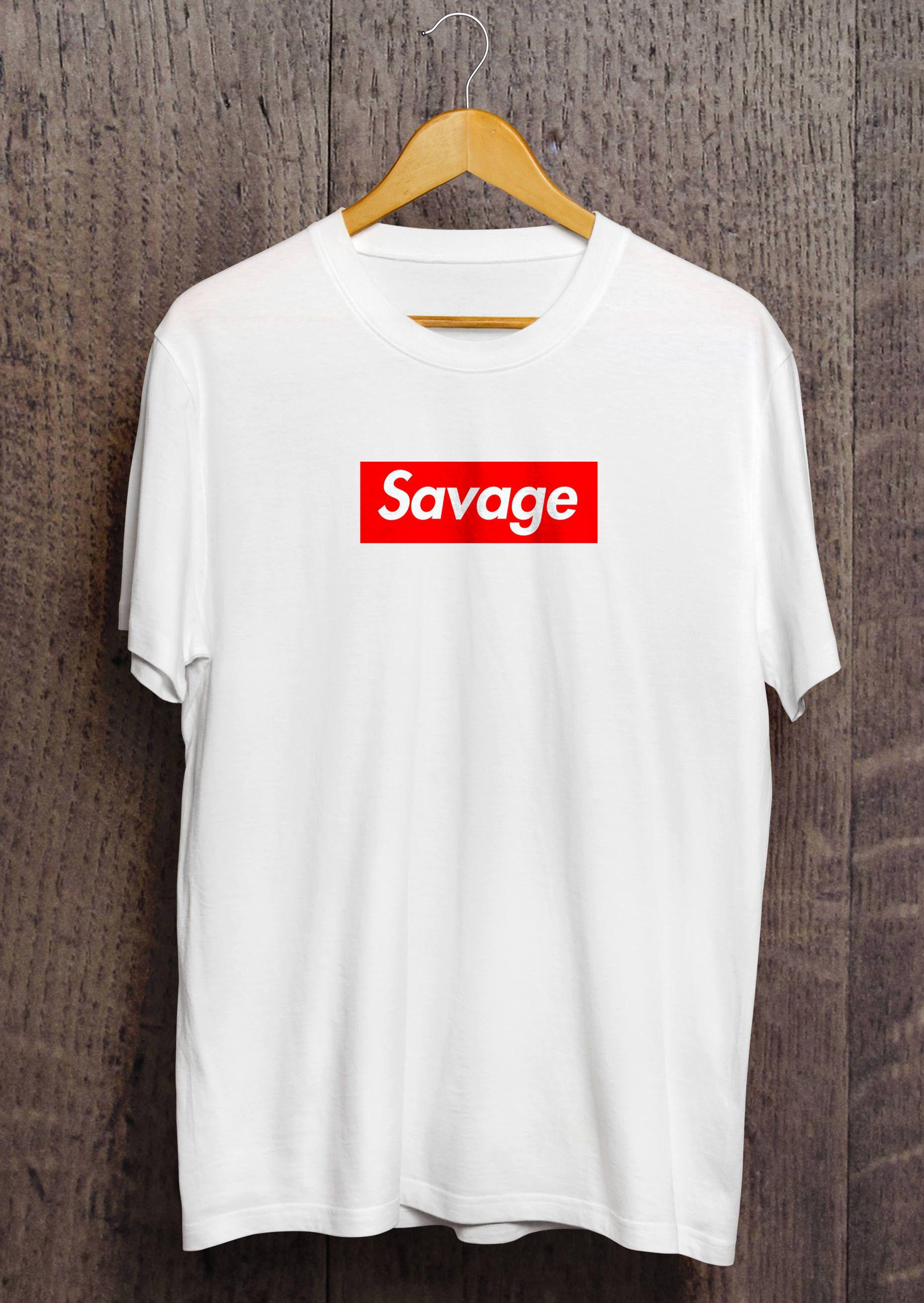 Savage Clothing Logo - Savage Box Logo Shirt 21 Supreme Parody Unisex T Shirt. Cool Vibes