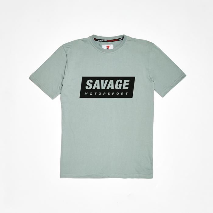 Savage Clothing Logo - Savage Motorsport Box logo Tee Grey