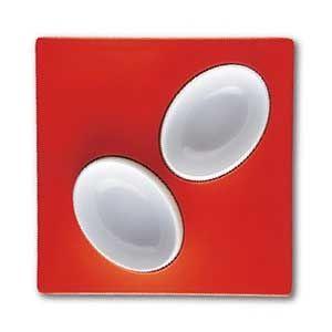 Red Square with White Oval Logo - Mebel Entity 19 Set of 2 White Bowls on Red Square Tray from ...