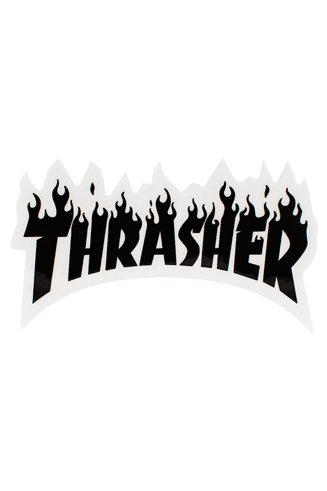 White Thrasher Logo - VFILES SHOP | FLAME STICKER by @Thrasher