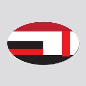 Red Square with White Oval Logo - Black And White Checkered Wall Decals
