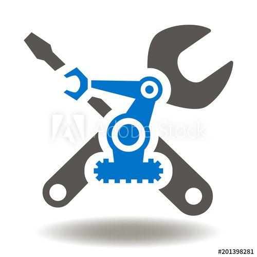 Robot Arm Logo - Spanner Screwdriver Robot Arm Icon Vector. Repair Automation ...